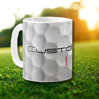 White Dimpled Golf Ball Texture Custom Name Number Coffee Mug