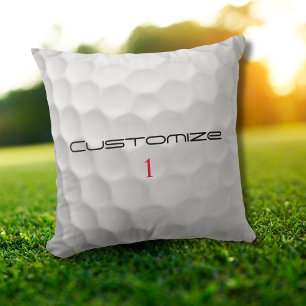 White Dimpled Golf Ball Texture Custom Name Number Cushion