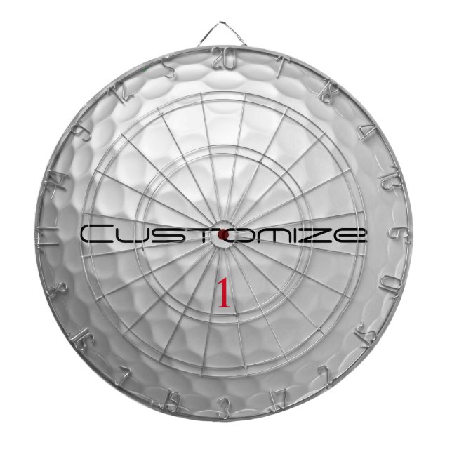 White Dimpled Golf Ball Texture Custom Name Number Dartboard (Front)