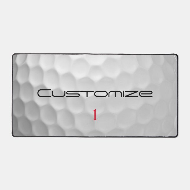 White Dimpled Golf Ball Texture Custom Name Number Desk Mat (Front)