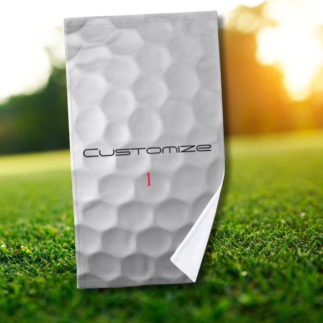 White Dimpled Golf Ball Texture Custom Name Number Hand Towel (Creator Uploaded)