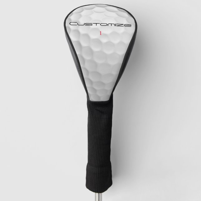 White Dimpled Golf Ball Texture Custom Name Number Head Cover (Front)