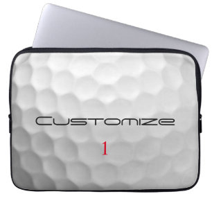 White Dimpled Golf Ball Texture Custom Name Number Laptop Sleeve