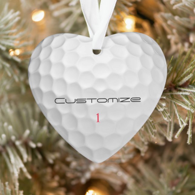 White Dimpled Golf Ball Texture Custom Name Number Ornament (Tree)