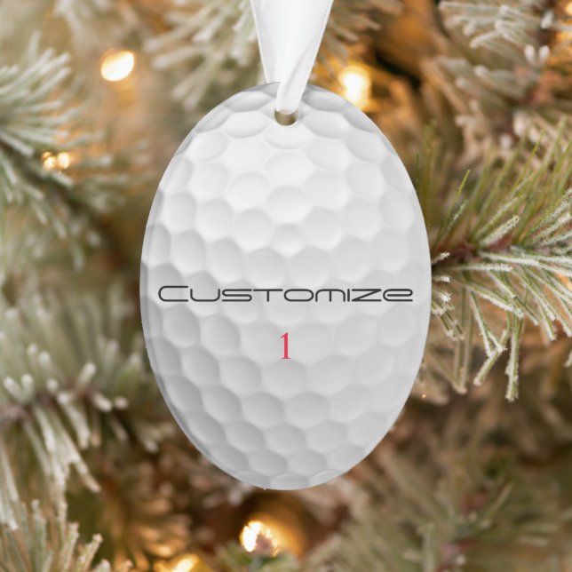 White Dimpled Golf Ball Texture Custom Name Number Ornament (Tree)