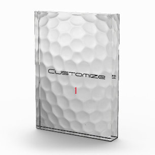 White Dimpled Golf Ball Texture Custom Name Number Photo Block
