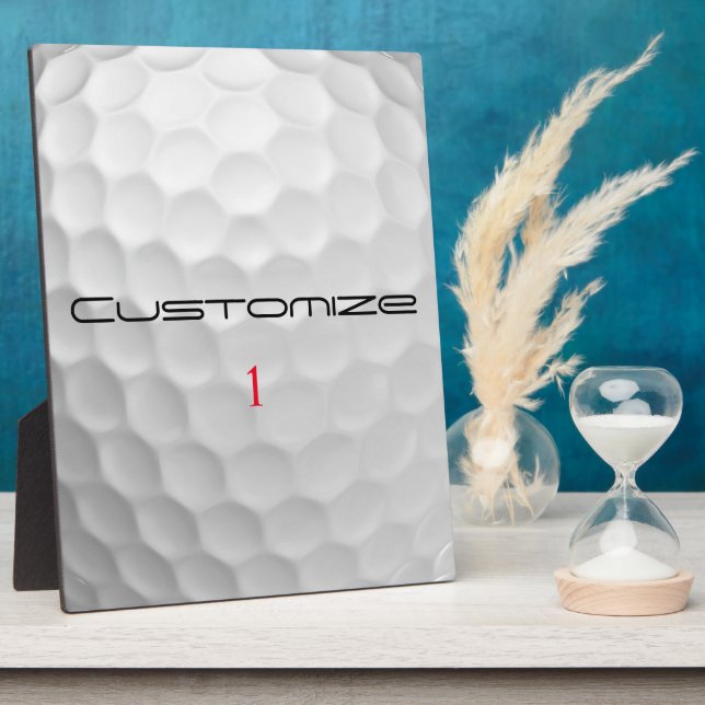 White Dimpled Golf Ball Texture Custom Name Number Plaque (Side)