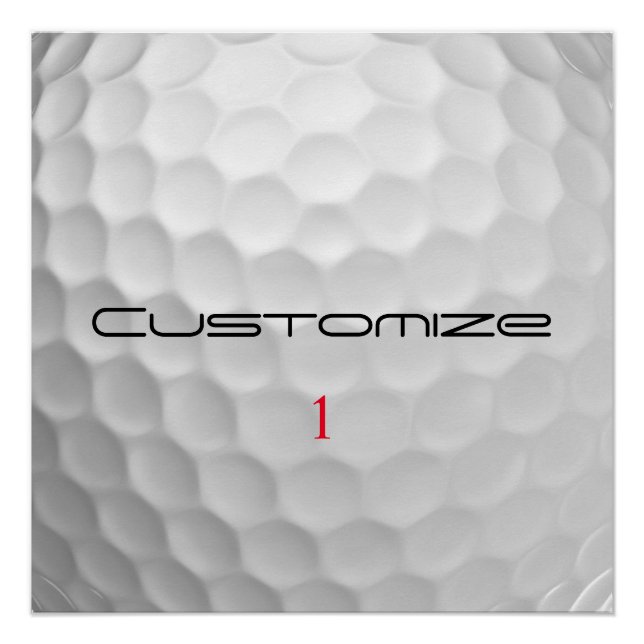 White Dimpled Golf Ball Texture Custom Name Number Poster (Front)