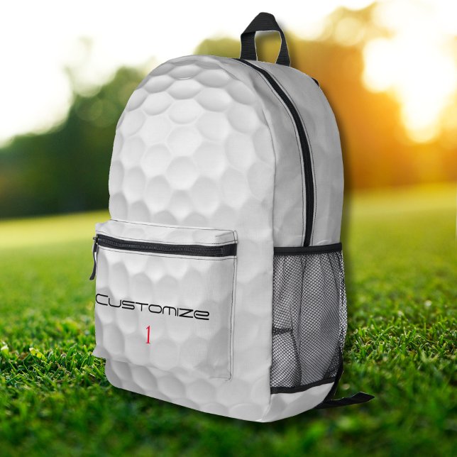 White Dimpled Golf Ball Texture Custom Name Number Printed Backpack (Creator Uploaded)