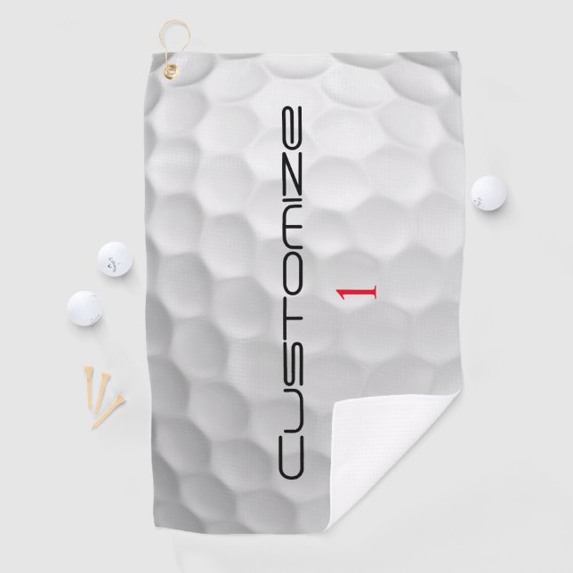 White Dimpled Golf Ball Texture Custom Name Number Towel (InSitu)
