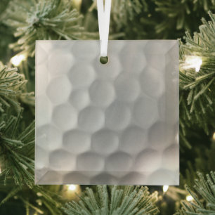 White Dimpled Golf Ball Texture Glass Tree Decoration