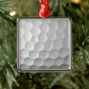 White Dimpled Golf Ball Texture Metal Ornament