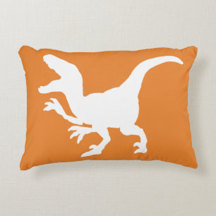 White Dinosaur Raptor Silhouette Decorative Cushion