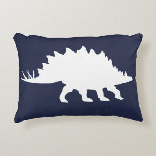 White Dinosaur Stegosaurus Silhouette Decorative Cushion