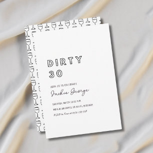 White Dirty Thirty 30th Wine Birthday Invitation