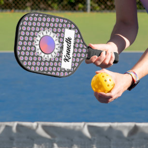 White Disc Ribbon by Kenneth Yoncich Pickleball Paddle