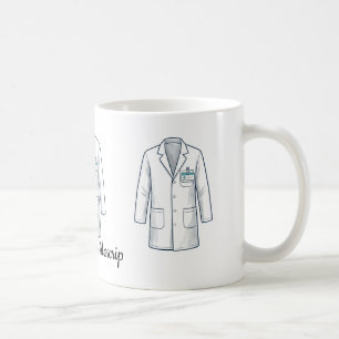 White Doctor Coat with Teal ID Badge Coffee Mug