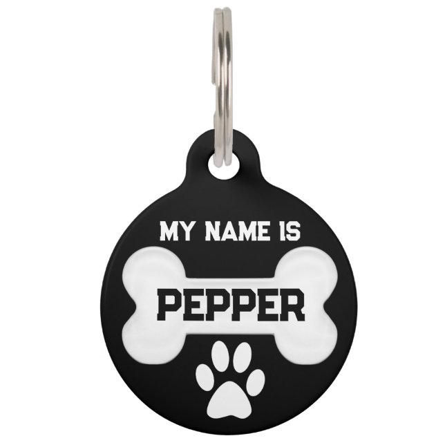 White Dog Bone | Personalise  Pet Tag (Front)