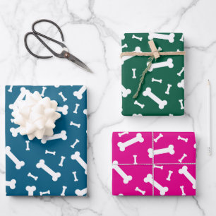 White Dog Bones Design  Wrapping Paper Sheet