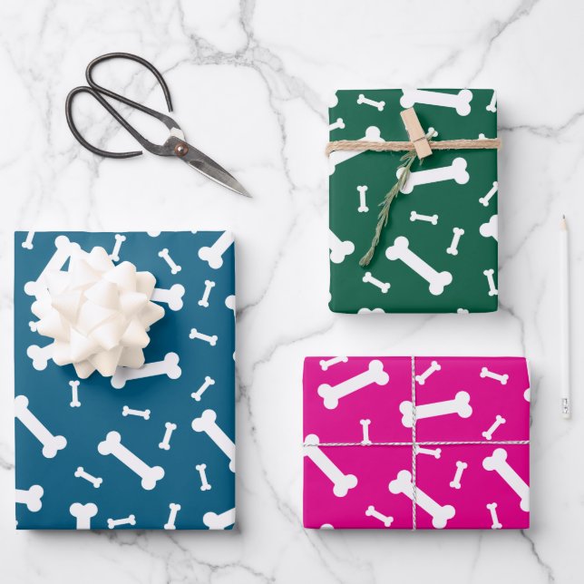 White Dog Bones Design  Wrapping Paper Sheet (Front)