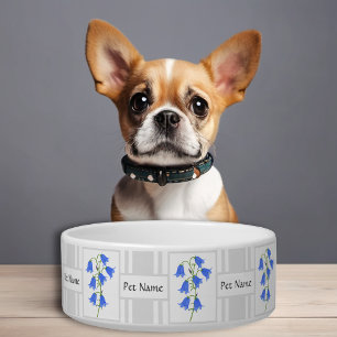 White Dog Bowl With Lovely Bluebells & Text
