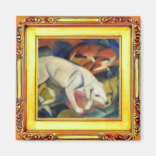 White Dog, Fox and Cat by Franz Marc Magnet