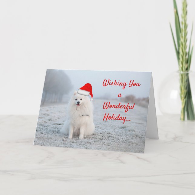 White Dog Holiday Christmas Greeting Card Samoyed (Front)