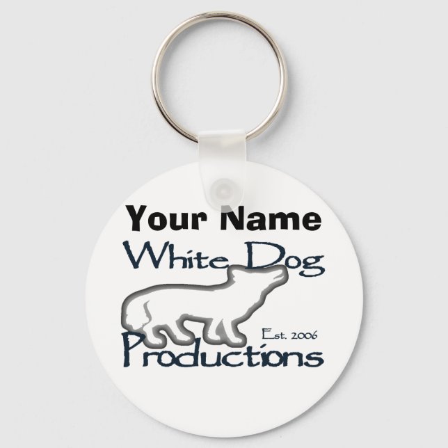 White Dog - Keychain (Customise or Personalise) (Front)