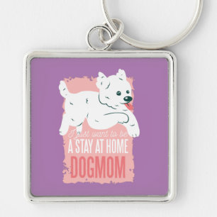 White Dog Mum Design Key Ring