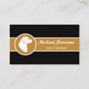 White Dog On Black & Ochre Dog Obedience Trainer Business Card
