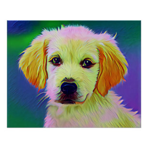 White Dog Painting Artwork Poster