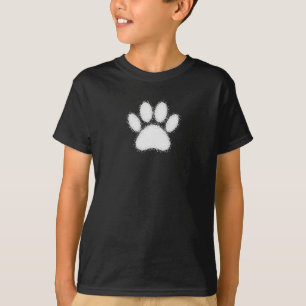 White Dog Paw Drawing T-Shirt