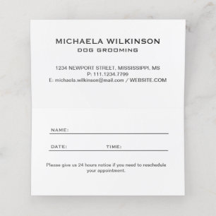  White Dog Paw on black Pet Grooming Service  Appointment Card