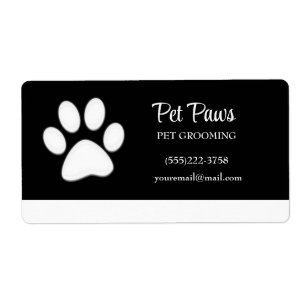 White Dog Paw on black Pet Grooming Service Busi