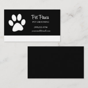  White Dog Paw on black Pet Grooming Service  Business Card