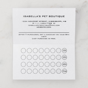 White Dog Paw on black Pet Grooming Service Loyalty Card