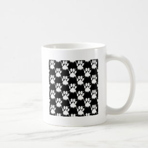 White Dog Paw Pattern With Paint Splatter Coffee Mug