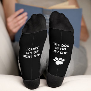 White Dog Paw Print & Fun Text  Socks