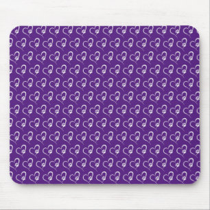 white dog paw print on heart mouse pad