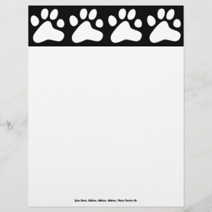 White Dog Paws, Your Name, Address, Address, Ad... Custom Letterhead