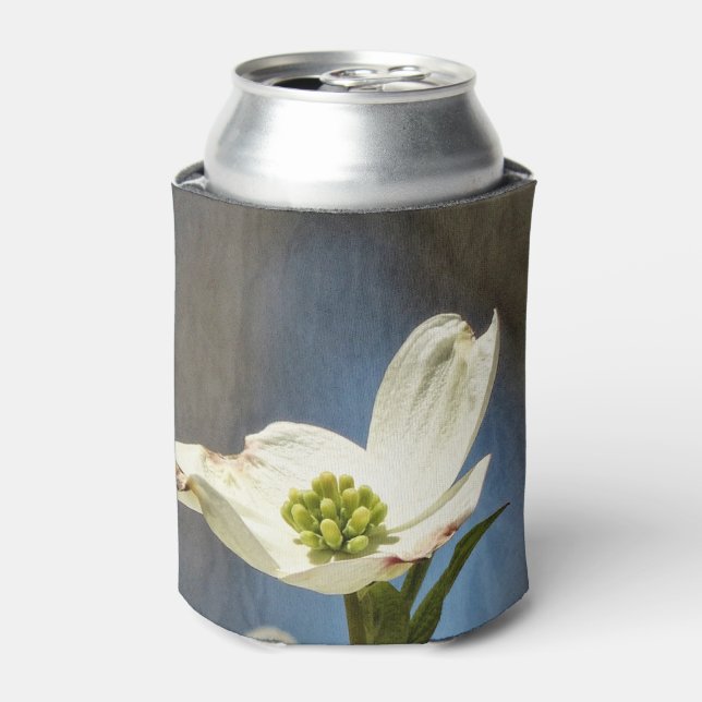 White Dogwood Bloom Can Cooler (Can Front)