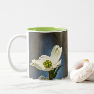 White Dogwood Bloom Two-Tone Coffee Mug