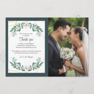 White Dogwood Floral Photo Thank You Card