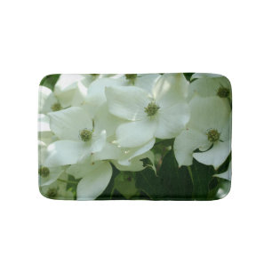White Dogwood Flower Blossoms   Bath Mat