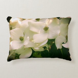 White Dogwood Flower Blossoms Decorative Cushion