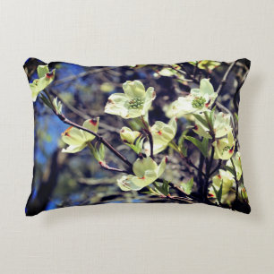White Dogwood Flower Blossoms Decorative Cushion