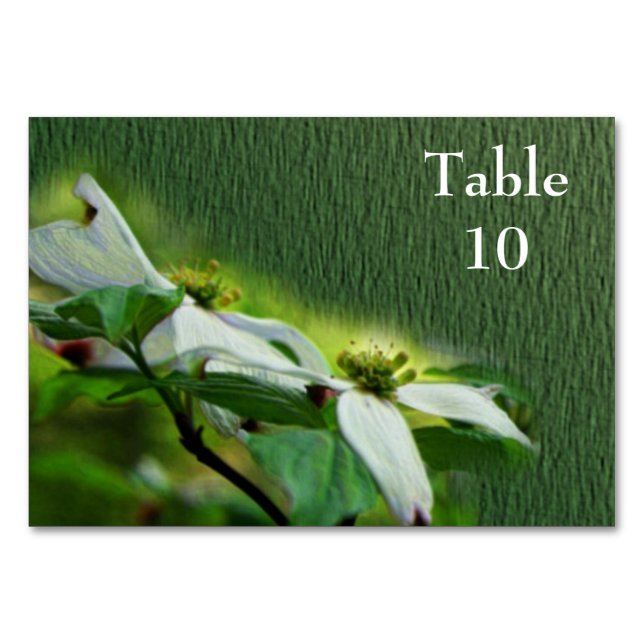 White Dogwood Flowers Wedding  Table Number (Front)