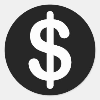 White dollar sign on black background stickers