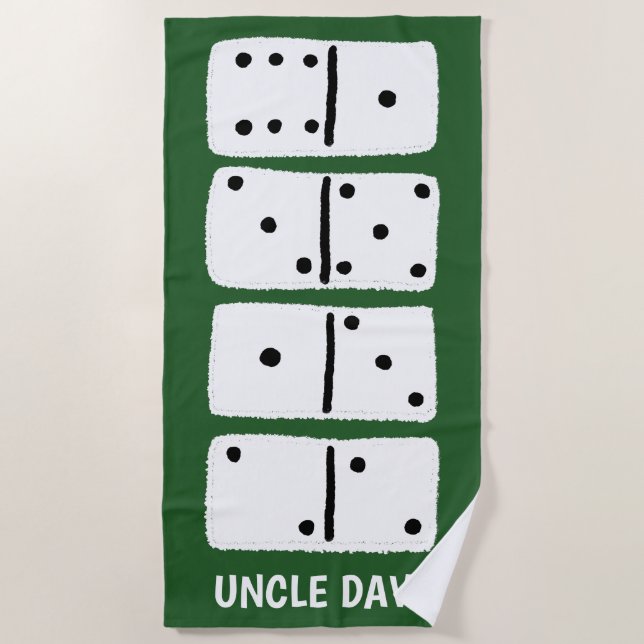 White Dominoes on Green Personalised Beach Towel (Front)