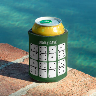 White Dominoes on Green Personalised Can Cooler